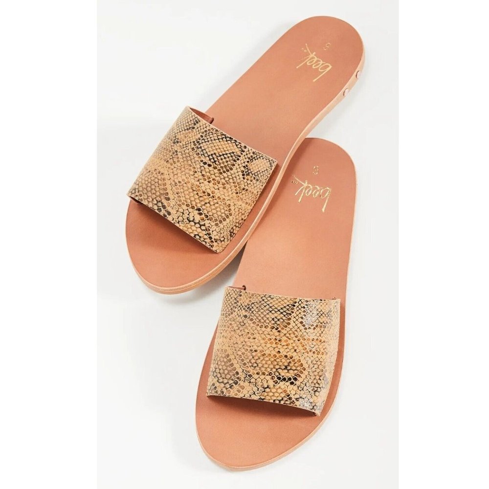 $250 BEEK Mockingbird Slides SANDAL SHOES TAN SNAKE LEATHER 7 (DA16)